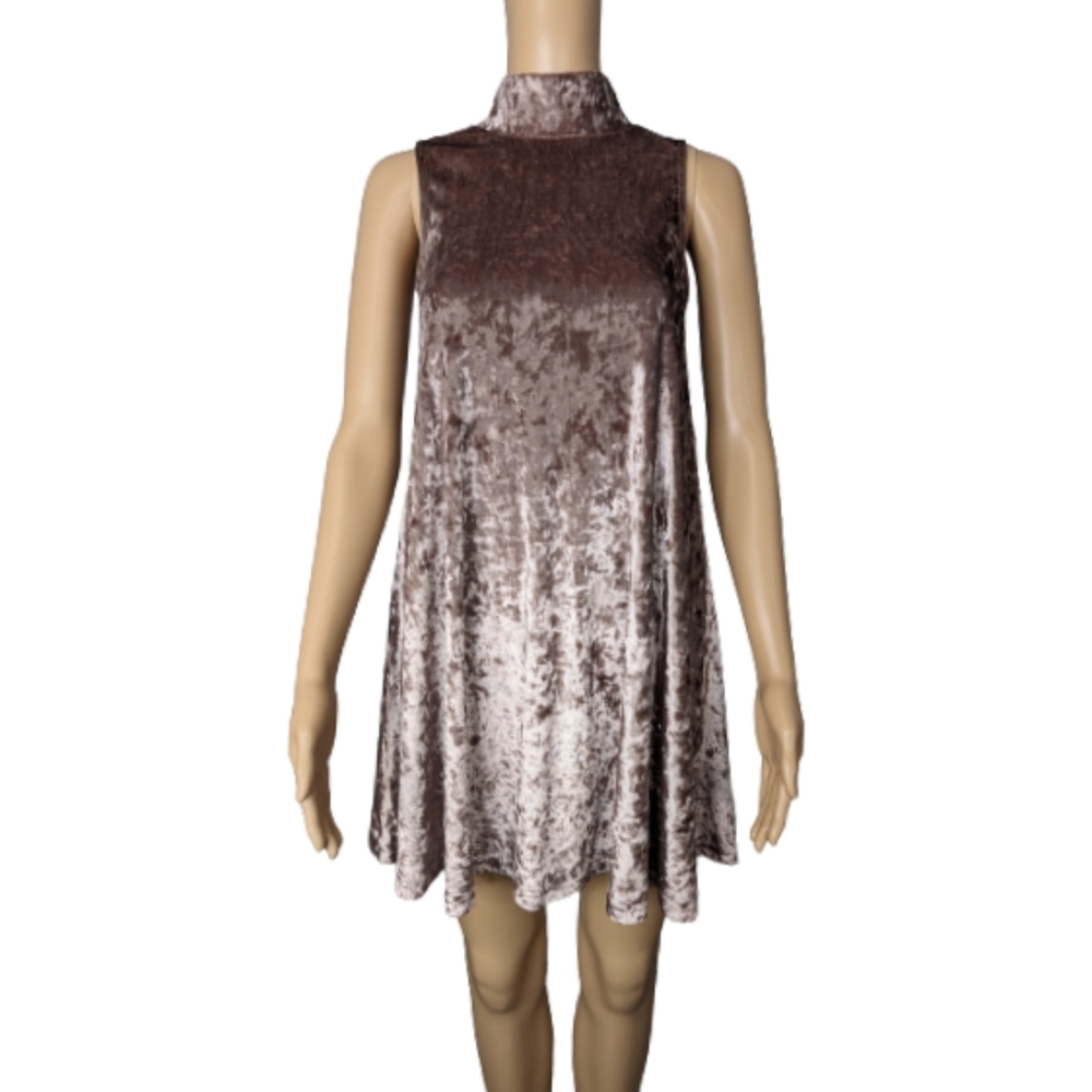 Lulus Dream of Decadence Taupe Velvet Swing Dress XS